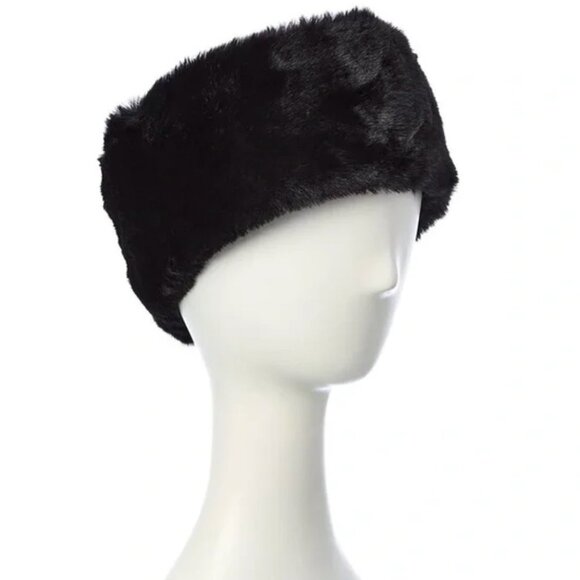 Surell Black Faux Fur Mink Headband w/Adjustable Closure - Picture 1 of 3